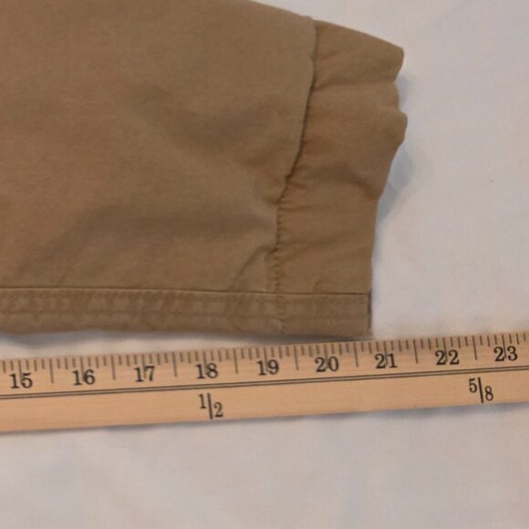 Old Navy men's field or barn jacket, made of tan canvas with a corduroy collar. - Picture 5 of 10